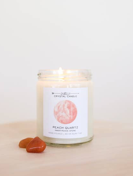 JaxxKelly Peach Quartz Crystal Candle - Inner Peace