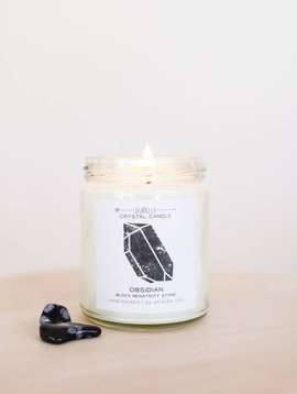 JaxxKelly Obsidian Crystal Candle - Block Negativity