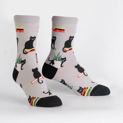 Booked for Meow Women's Crew Socks