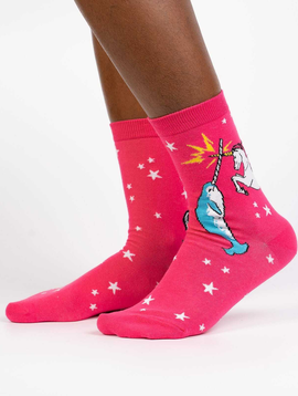 Unicorn vs Narwhal Women's Crew Socks