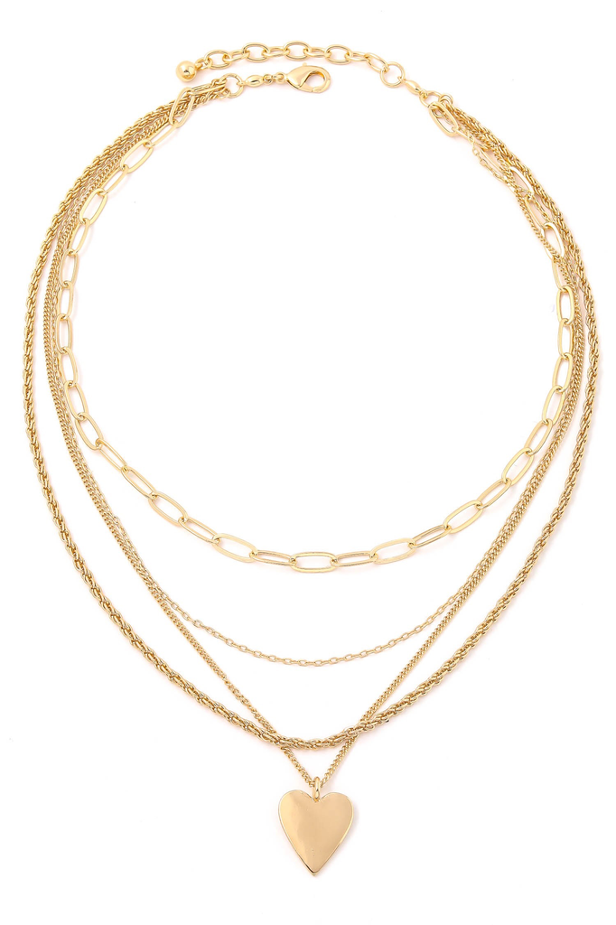 gold heart link chain necklace