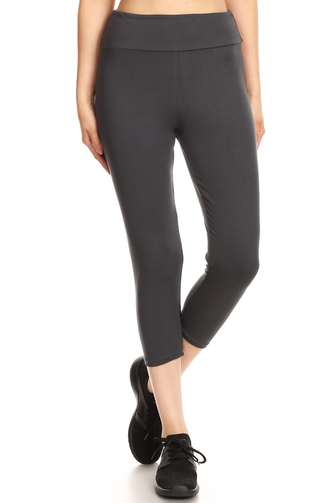 Womens Leggings | Black Capri Leggings | Yoga Pants | Footless Tights |  Yoga Waistband