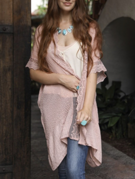 Leto Rose Lace Trim Kimono Zahara Boutique