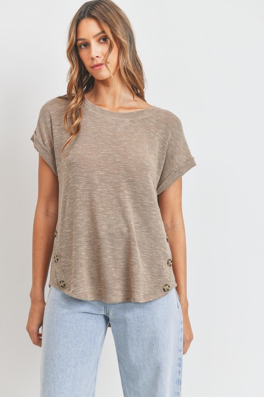 Taupe Flow Cuff Tee