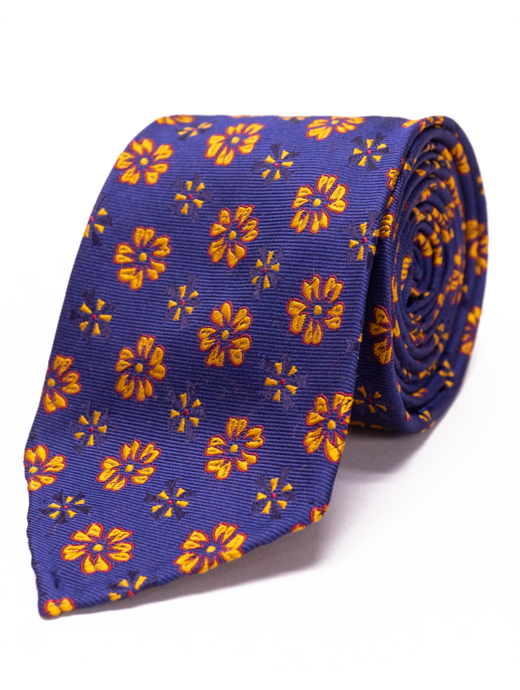 Seize sur Vingt Yellow Floral Navy Tie