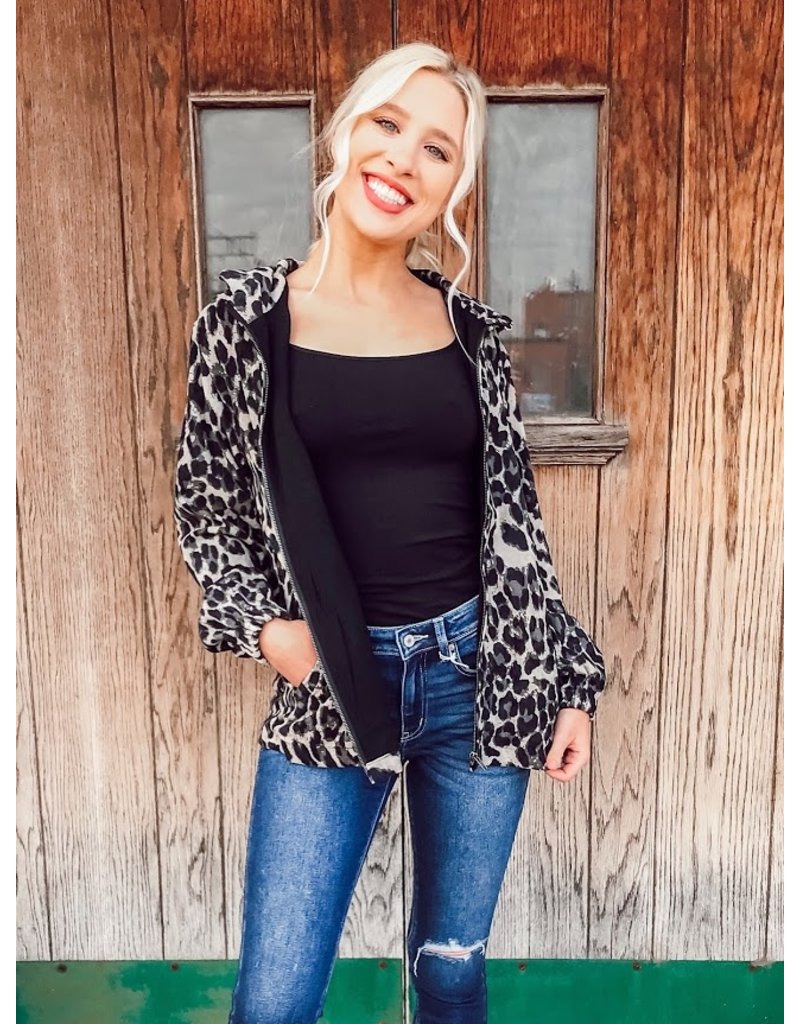 leopard print hooded jacket