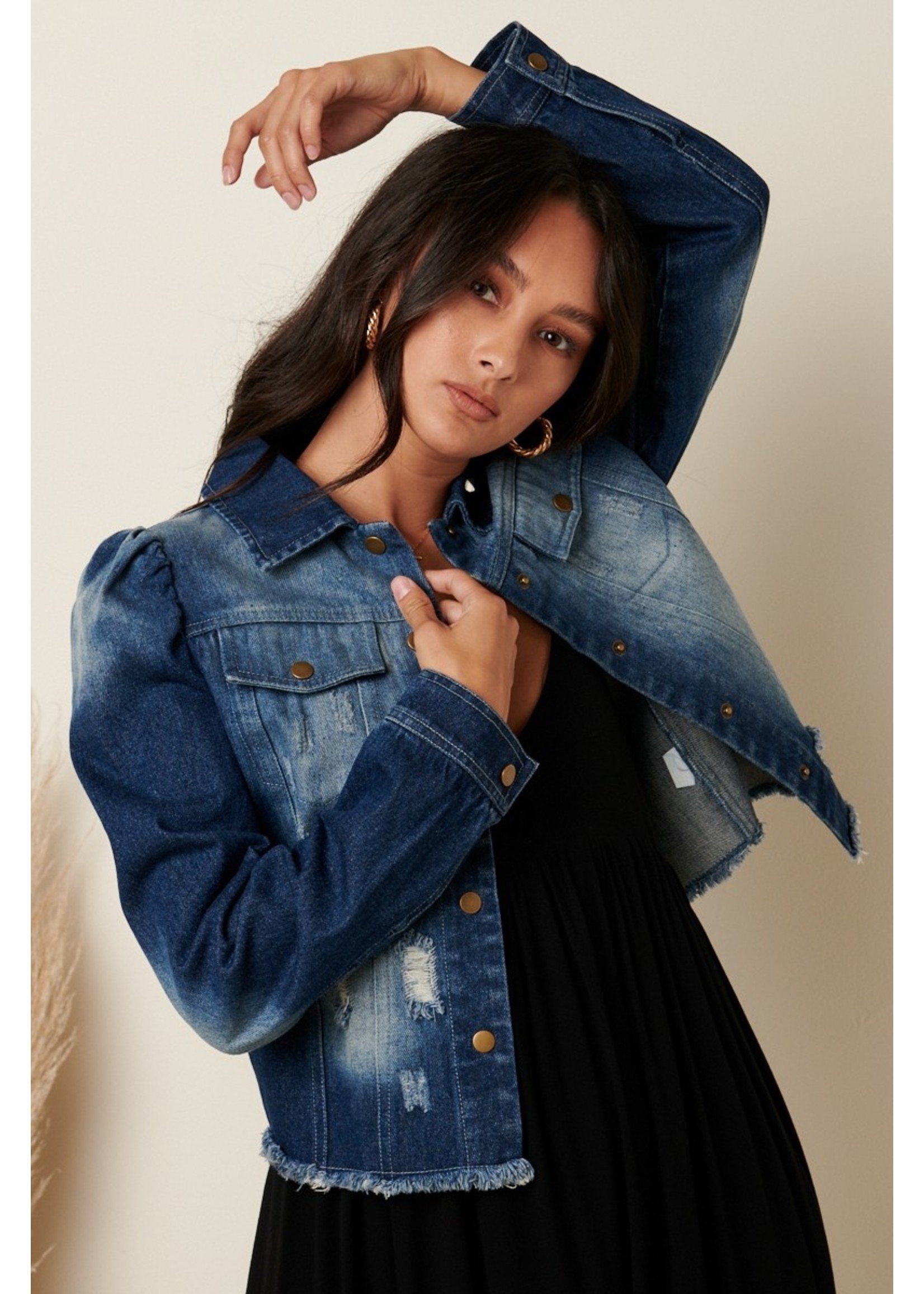 denim jacket puff shoulders