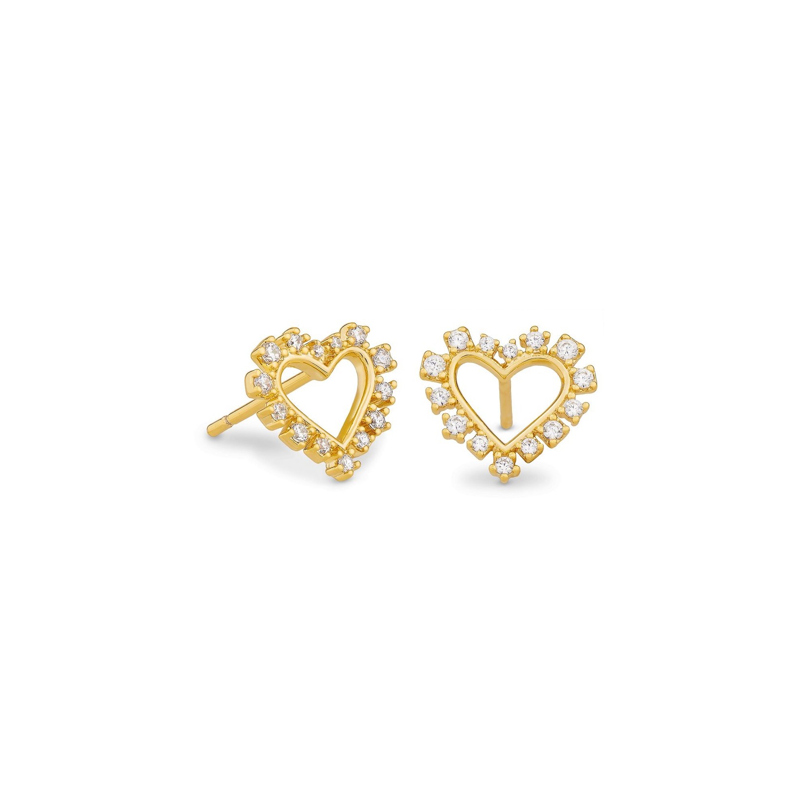 The Ari Heart Stud Earrings in White Crystal