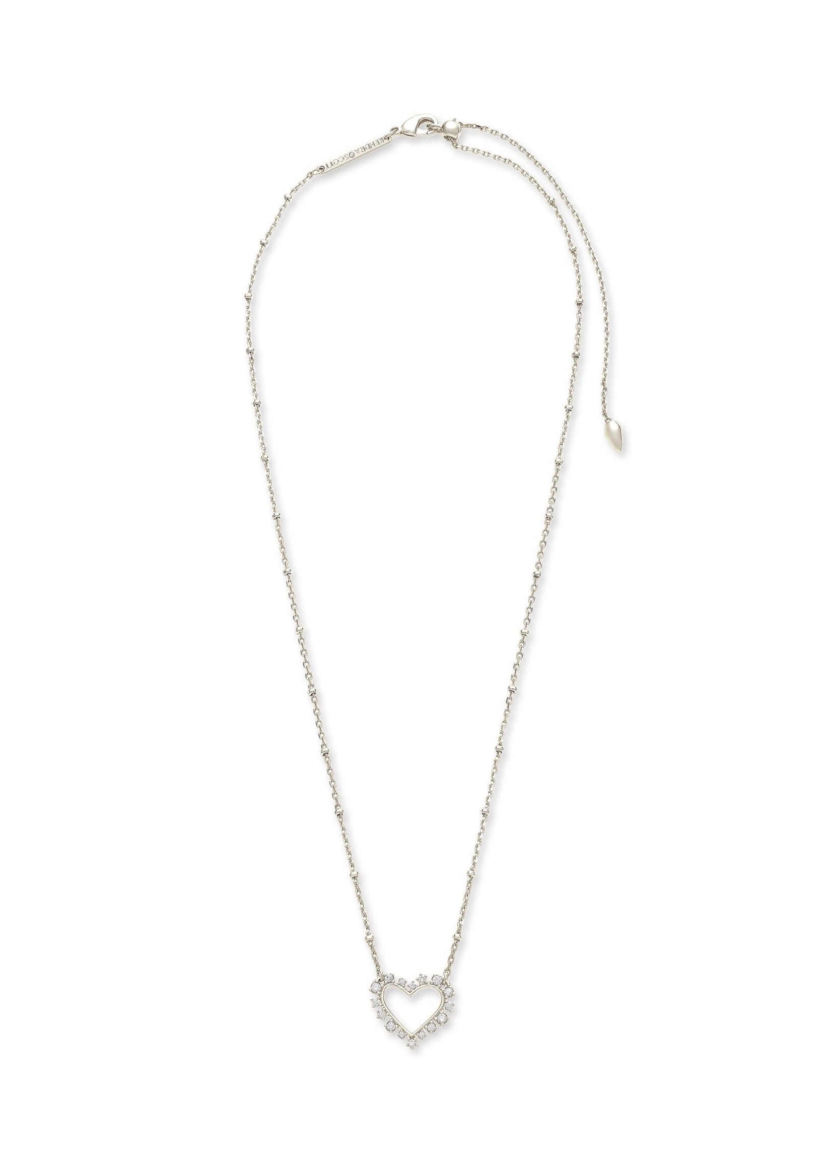 The Ari Heart Pendant Necklace in White Crystal