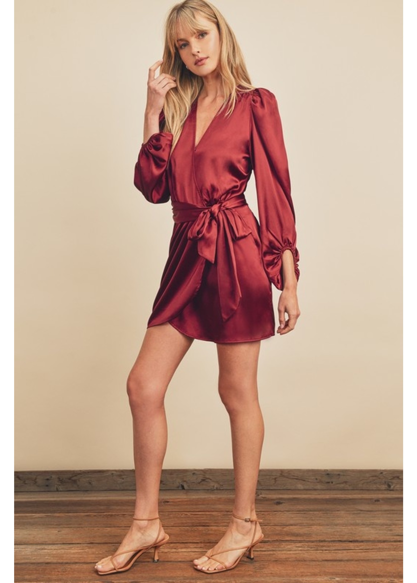 The A Grand Party Satin Wrap Dress