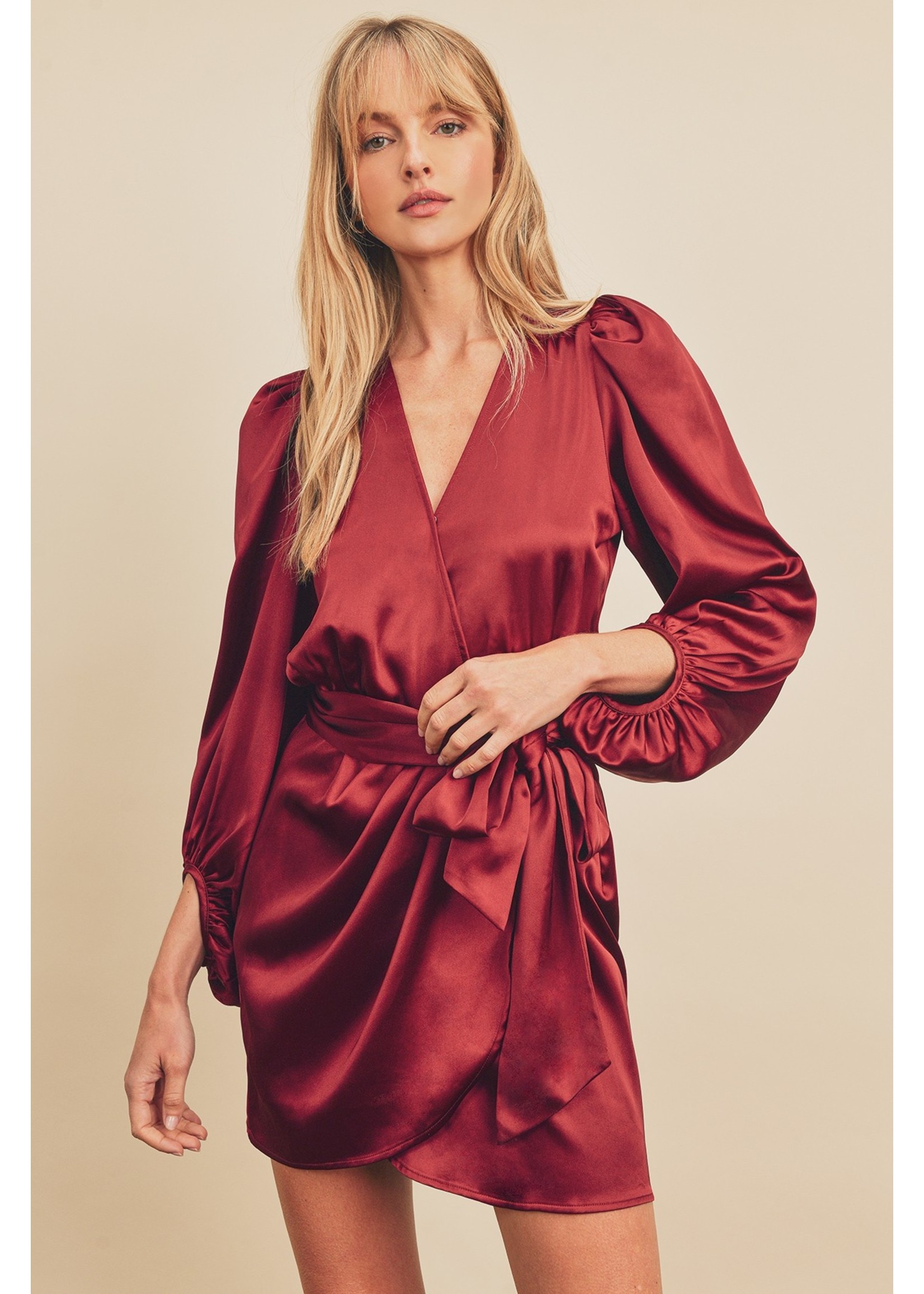 The A Grand Party Satin Wrap Dress