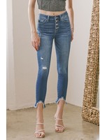 The Jayde Button Fly Distressed Hem Skinny
