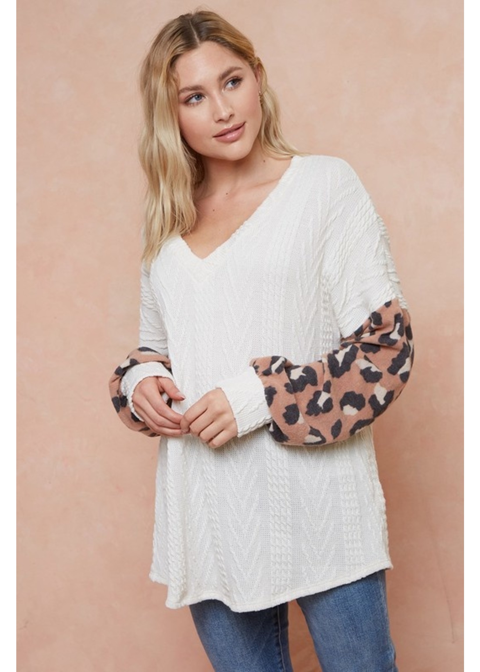 The Vale Leopard Sleeve Sweater Top