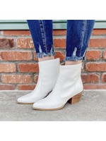 The Flaunt Faux Leather Booties - White