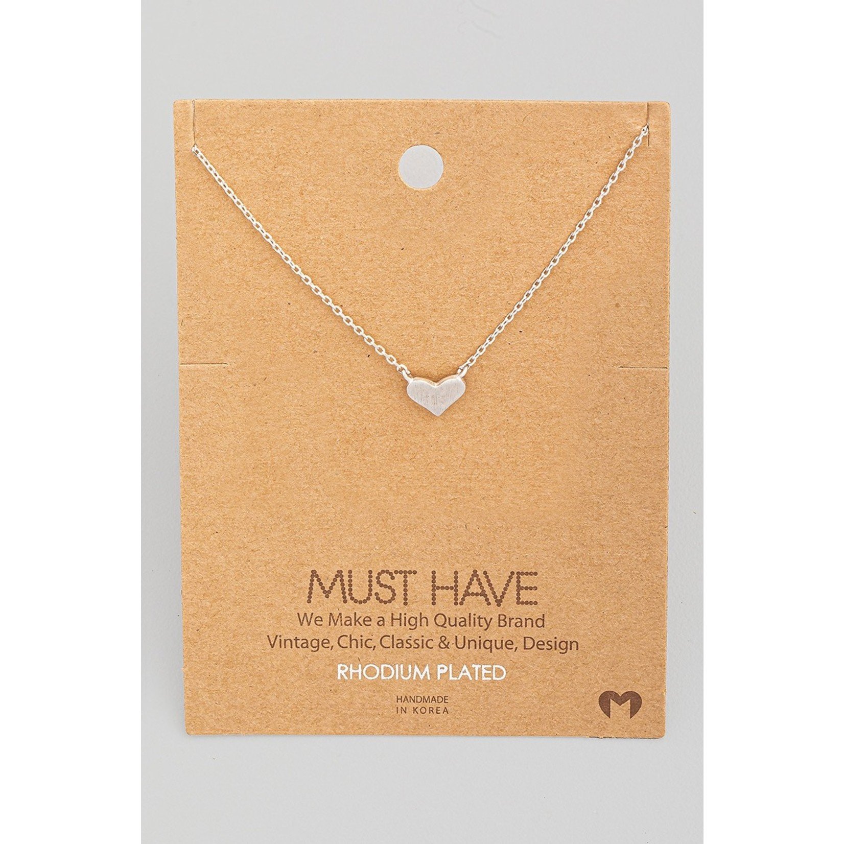 The Brushed Heart Dainty Necklace - Silver