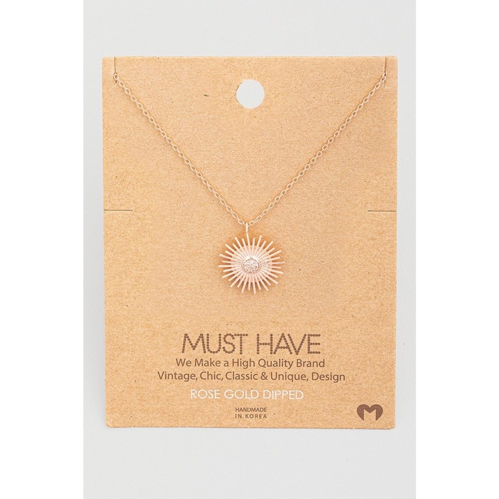 The Circle Sunshine Ray Necklace - Rose Gold