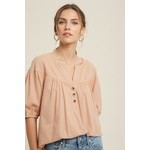 The Veronica Textured Button Detail Top