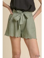 The Jeanie Scalloped Paper Bag Waist Shorts