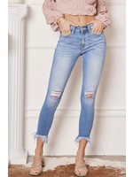 The Distressed Frayed Ankle Skinny