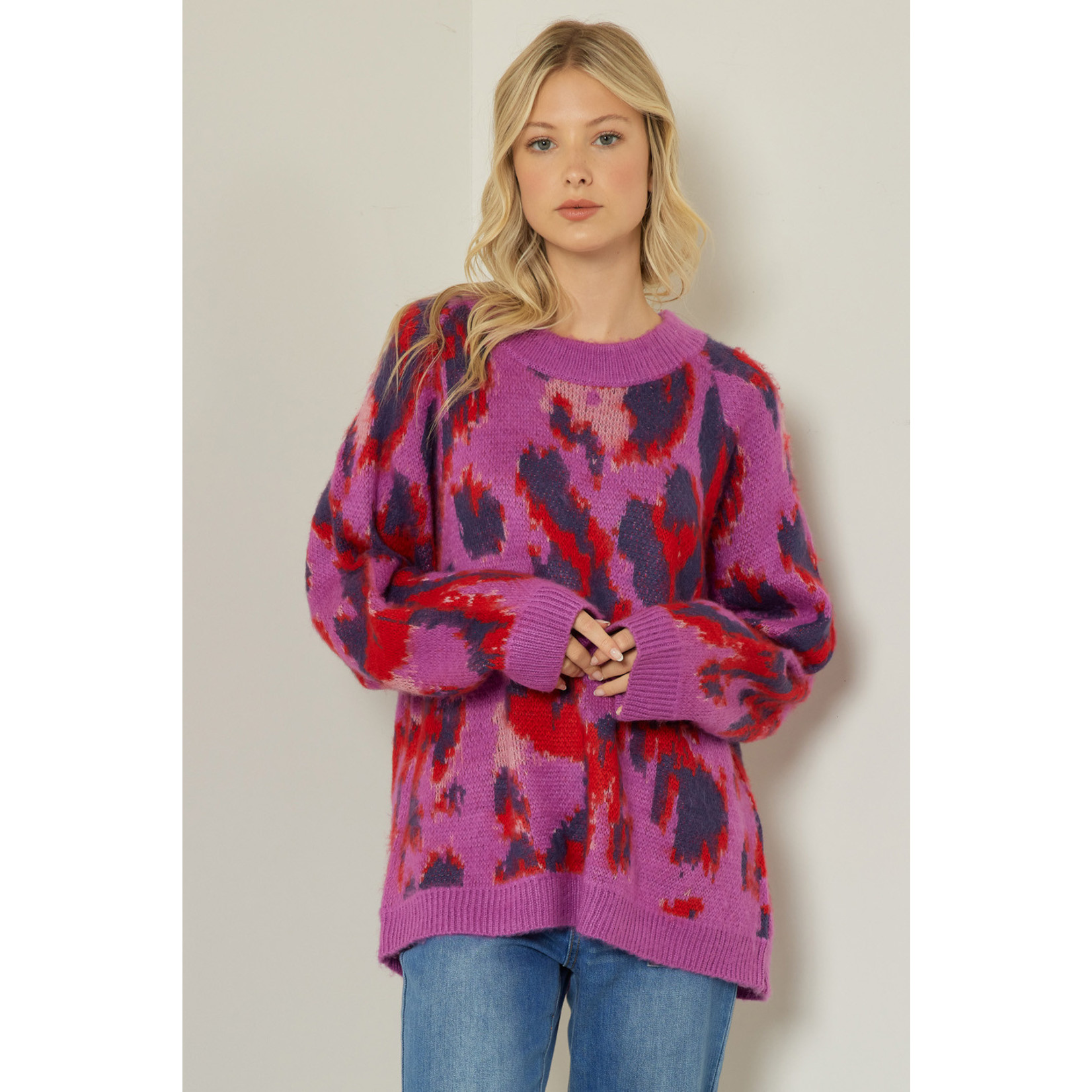 Fuzzy Animal Print Sweater - Bling Glamour