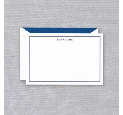 Crane Crane Pearl White Regent Blue Thank You Card