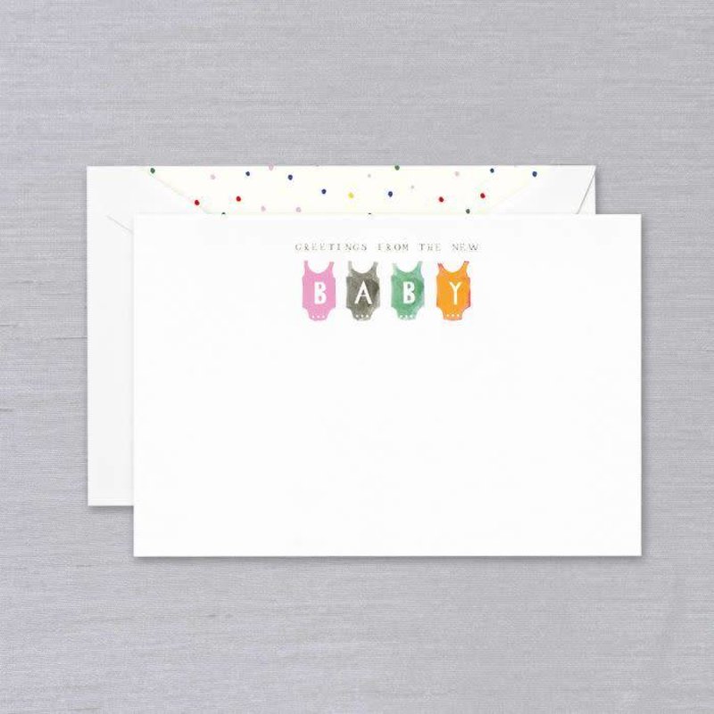Crane Crane Pearl White Greetings From The New Baby Card (Discontinued)