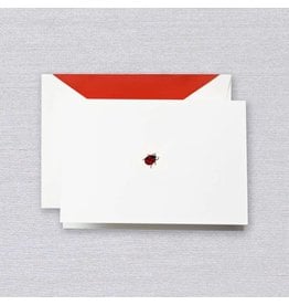 Crane Crane Pearl White Red Ladybug Note