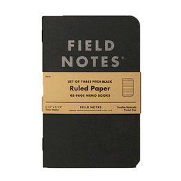 Field Notes Field Notes Notebook - Pitch Black Ruled (3-Pack)