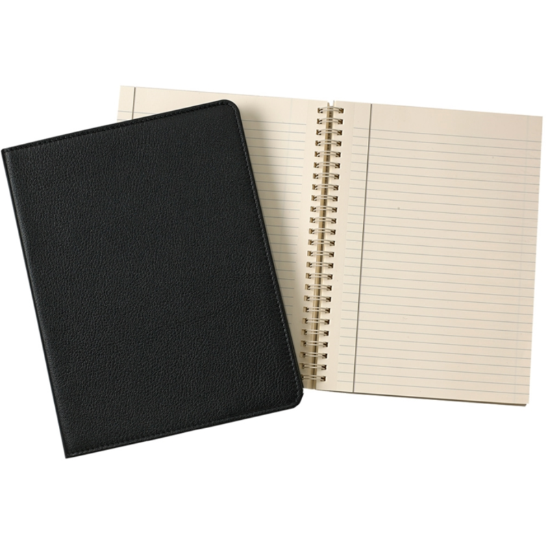 Graphic Image Graphic Image Black Goatskin Leather 9" Wire-O-Notebook