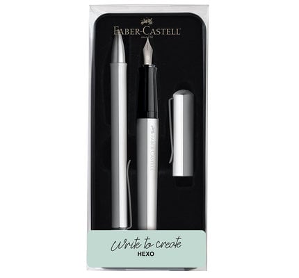 Faber-Castell Faber-Castell Hexo Gift Set Silver Fountain Pen and Ballpoint