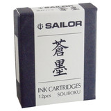 Sailor Sailor Pigmented Ink Cartridges 12ea - Souboku Blue/Black