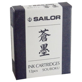 Sailor Sailor Pigmented Ink Cartridges 12ea - Souboku Blue/Black