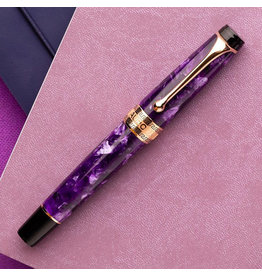 Aurora Aurora Optima Auroloide Viola Marbled Purple with Gold Plated Trim Fountain Pen
