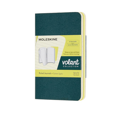 Moleskine Moleskine Volant Journals X-Small Pine Green/Lemon Yellow Ruled