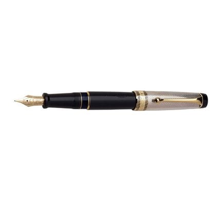 Aurora Aurora Optima Black with Solid Silver Cap and Gold Plated Trim Fountain Pen