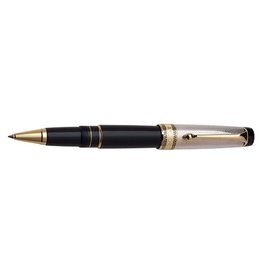 Aurora Aurora Optima Black with Solid Silver Cap and Gold Plated Trim Rollerball