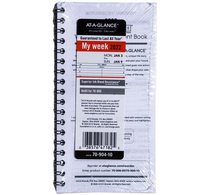 At-A-Glance 70-904-10 Refill for 70-008 Weekly Appointment Book