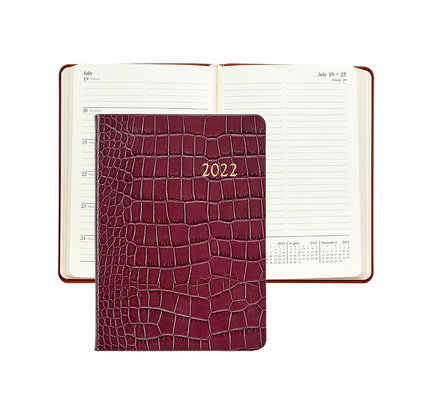 Graphic Image Graphic Image 2022 Embossed Crocodile Leather WJ7 5 x 7 Weekly Notebook - Ruby
