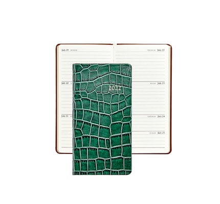 Graphic Image Graphic Image 2022 Embossed Crocodile Leather PJ6 6" Personal Weekly Journal - Emerald