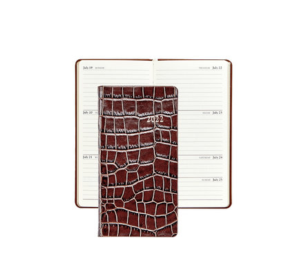 Graphic Image Graphic Image 2022 Embossed Crocodile Leather PJ6 6" Personal Weekly Journal - Brown
