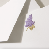 Crane Crane Pearl White Engraved Lilac Card