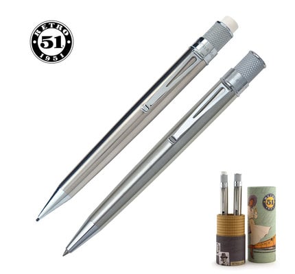 Retro 51 Retro 51 Tornado Rollerball and 1.15mm Pencil Gift Set - Stainless