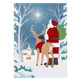 NIQUEA.D NIQUEA.D  Santa and Reindeer Looking at Star Christmas Card