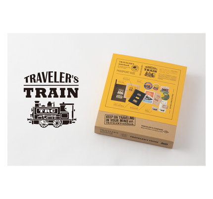 Traveler's Traveler's Notebook Passport Size Limited Edition Set - Train (Black Leather Cover)
