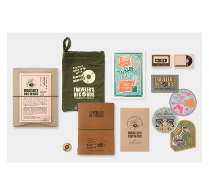 Traveler's Traveler's Notebook Passport Size Limited Edition Set - Record (Camel Leather Cover)
