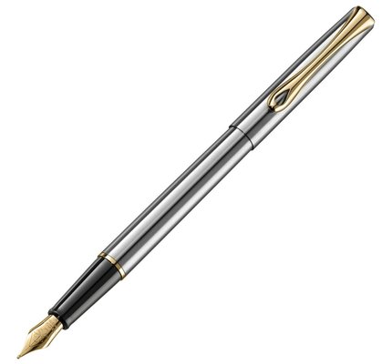 Diplomat Diplomat Traveller Fountain Pen - Stainless Steel with Gold Trim