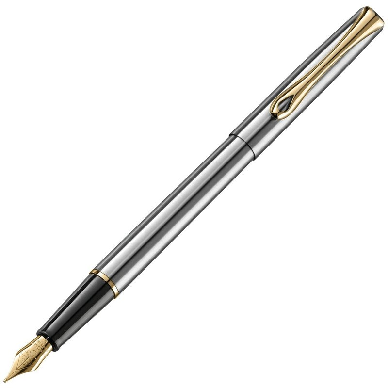 Diplomat Diplomat Traveller Fountain Pen - Stainless Steel with Gold Trim