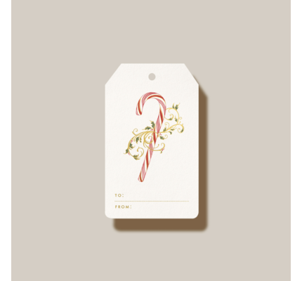 Crane Crane Filigree Candy Cane with Foil Accents Holiday Gift Tags