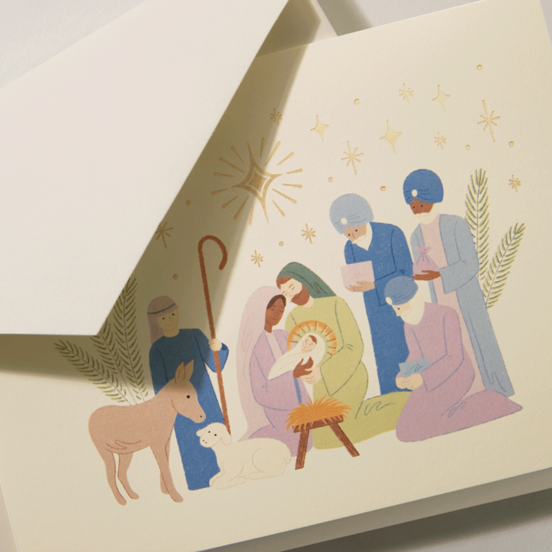 Crane Crane Foil Embossed Nativity Boxed Holiday Greeting Cards