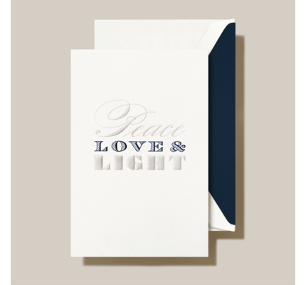 Crane Crane Engraved Peace Love Light Boxed Holiday Greeting Cards